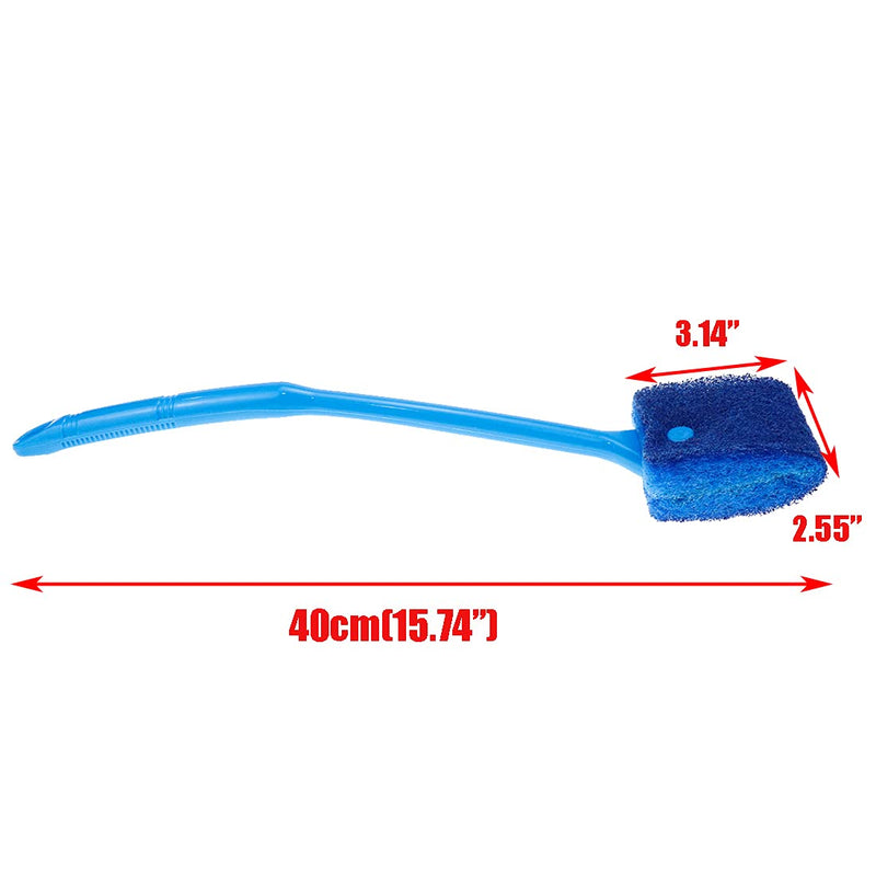 Quluxe 15.74 Inch Aquarium Algae Scraper Double Sided Sponge Brush Cleaner, Long Handle Fish Tank Scrubber for Glass Aquariums and Home Kitchen- Blue - BeesActive Australia