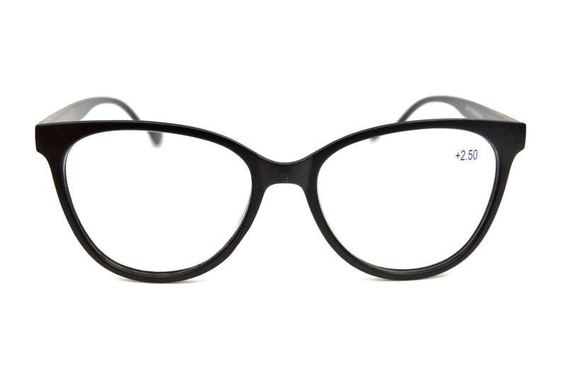 Stylish Cat Eye Oversized Reading Glasses Retro 1950/60s Metal Hinges DX61 Black 1.0 x - BeesActive Australia