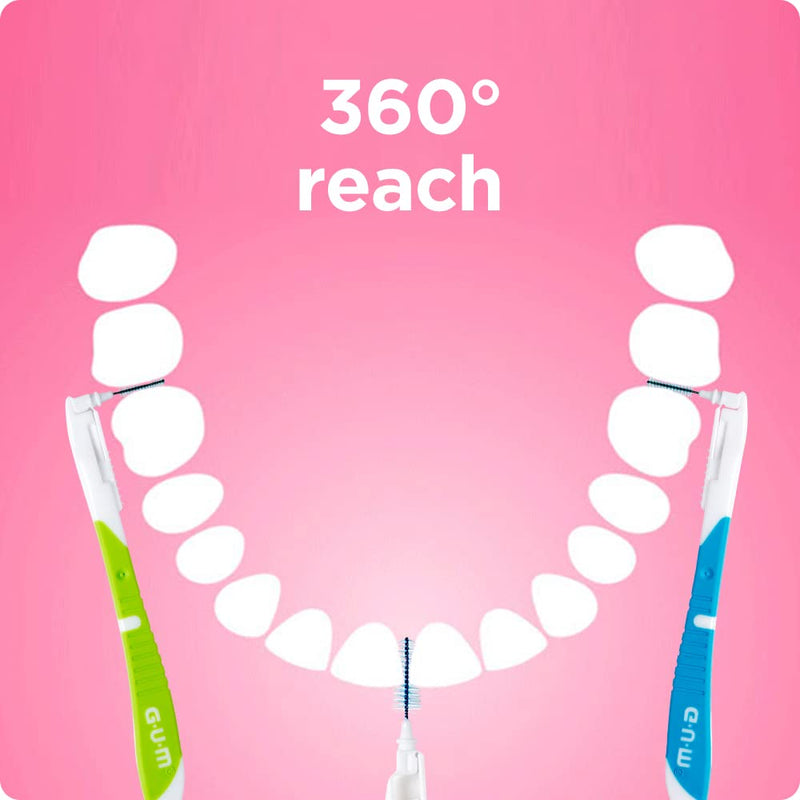 GUM BI-Direction Dual Position Interdental Brushes | Antibacterial Bristles | 90-Degree Positioning | Teeth Cleaning and Plaque Removal | 3 x 6 Pieces (ISO Size 4, 1.2mm) ISO Size 3, 1.2mm [18 units] - BeesActive Australia