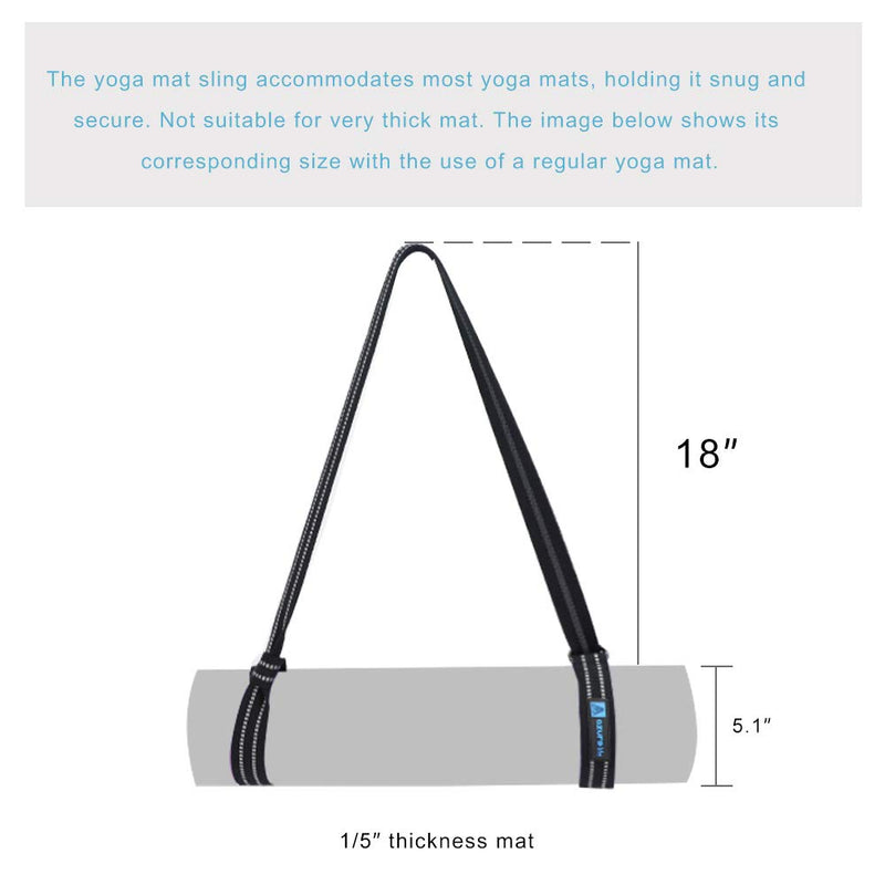 A AZURELIFE Premium2 in 1 Yoga Mat Strap, Adjustable Yoga Mat Carrier Sling for Carrying, Doubles As Stretch Bands Black - BeesActive Australia