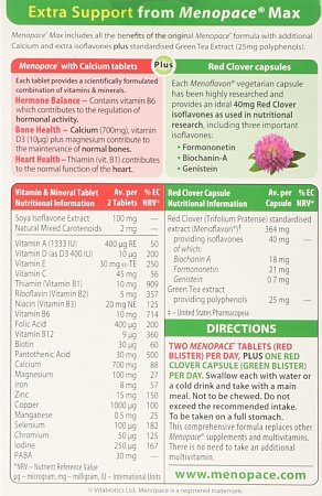 (2 Pack) Vitabiotics Menopace Max Tablets & Capsules | 84's | 2 Pack Bundle - Suitable for Vegetarians - BeesActive Australia