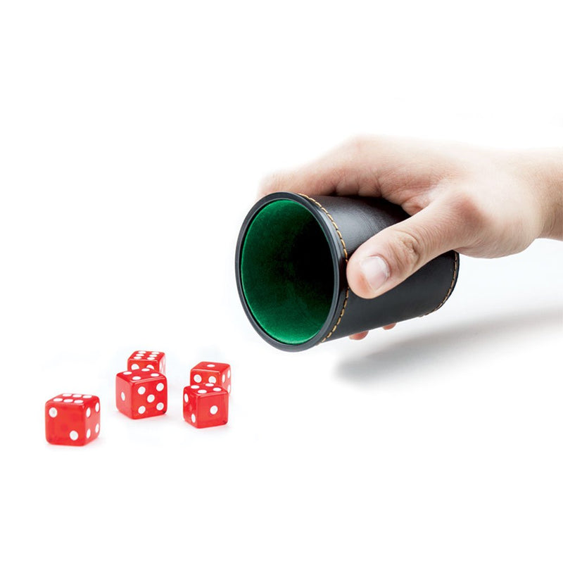 Felt-Lined Synthetic Leather Dice Cup by Brybelly Black/Green, 4" x 3" x 3" - BeesActive Australia