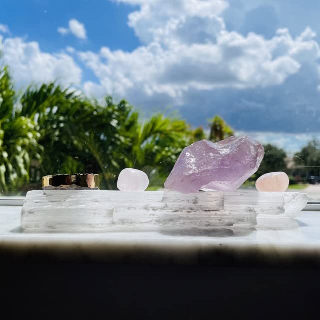 Selenite Crystal Stick by CuartoAstral 7-8.5" long 1-2" wide white healing stone strong protection power ? Selenite Crystal packaged ready for gift ? Selenite Stick charging plate for other crystals - BeesActive Australia