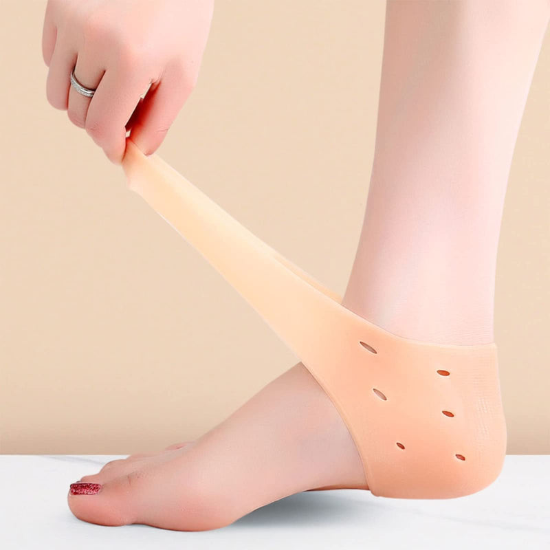 Heel Protectors,6 Pcs Silicone Heel Protectors,Strong and Breathable Heel Protectors, Heel Cups for [Fast Heel Pain Relief],Suitable For Men And Women Dry Cracked Heel Plantar Fasciitis(colourof skin) - BeesActive Australia
