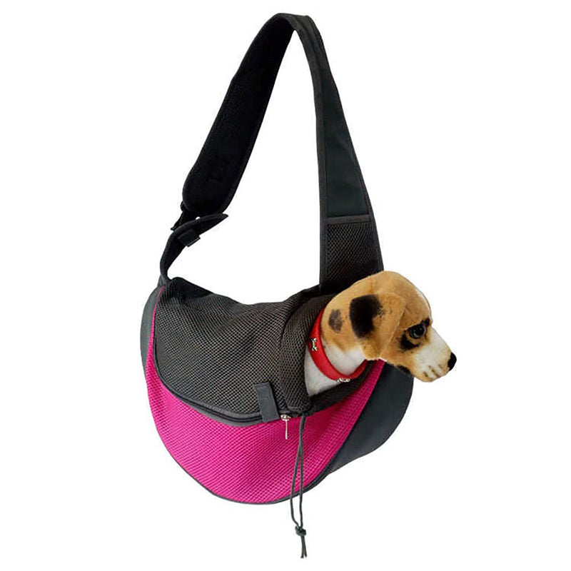 Love Dream Pet Dog Sling Carrier, Breathable Mesh Portable Travel Safe Pet Sling Shoulder Bag Carrier with Adjustable Non-Slip Shoulder Strap for Small Dogs Cats Puppy Rose Red - BeesActive Australia