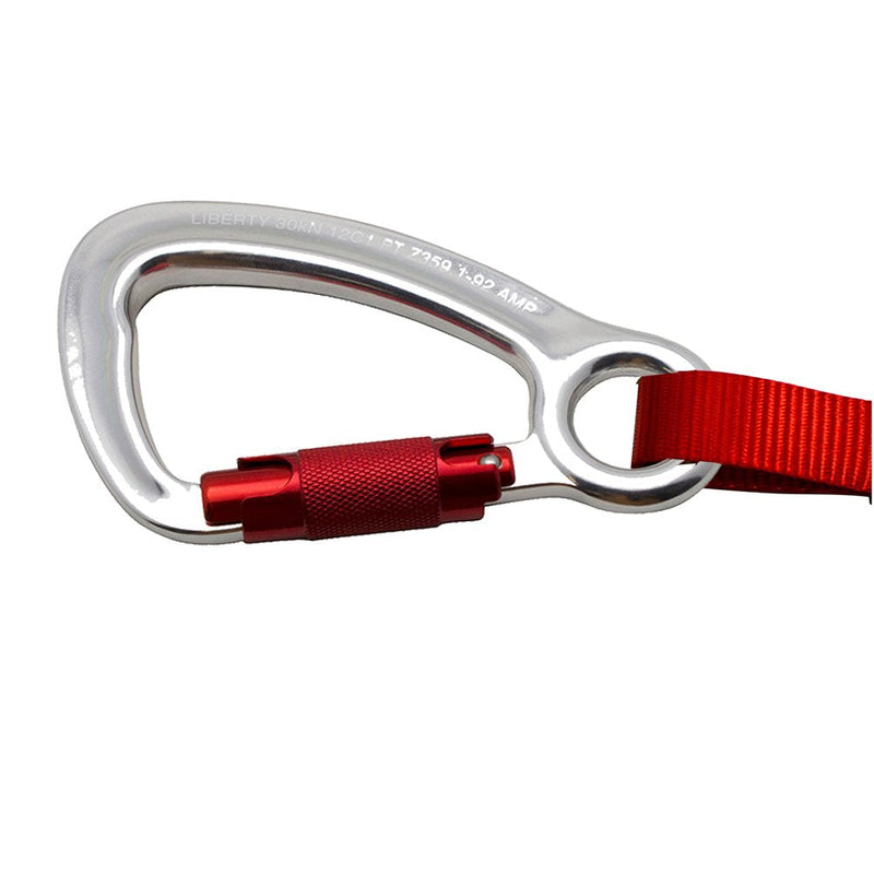 Fusion Climb 38" x 1" Lanyard with Double Locking True Captive Eye Steel Hook Red, Red/Silver, One Size - BeesActive Australia