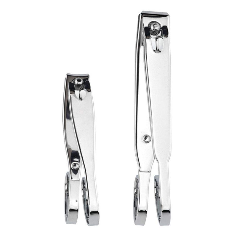 KRISMYA Nail Clippers,EZ Grip Nail Clipper Set,Carbon Steel Fingernail and Toenail Clippers for Seniors Long handle with Metal Case for Women and Man - Set of 2 (Small and Large) Silver 1 - BeesActive Australia