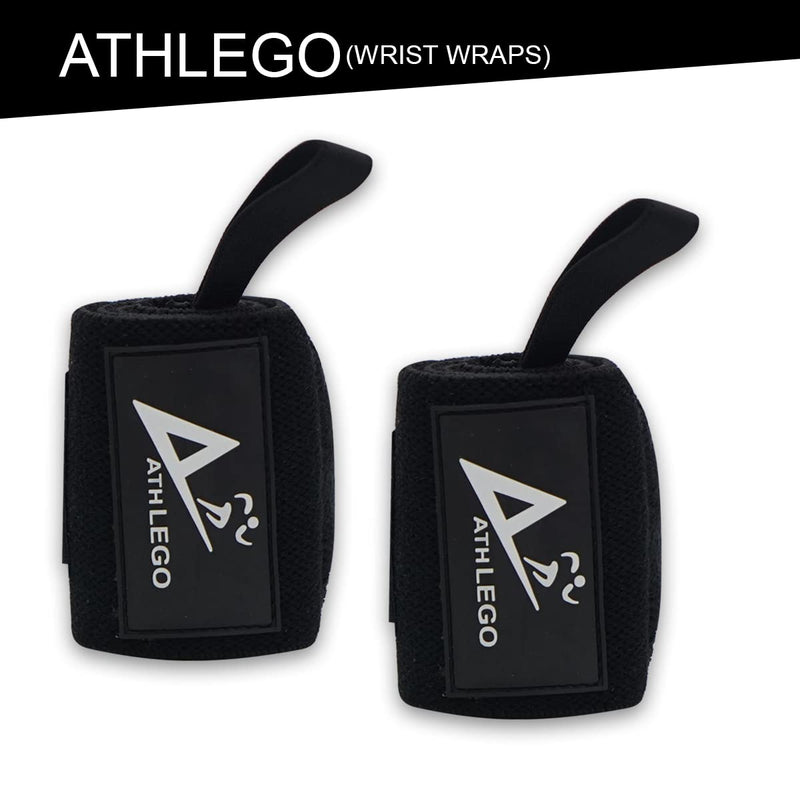 Athlego Wrist Wraps for Weightlifting Men, Professional Lifting Wrist Wraps with Thumb Loop for Strength Training, Bodybuilding, Weight Lifting Black - BeesActive Australia