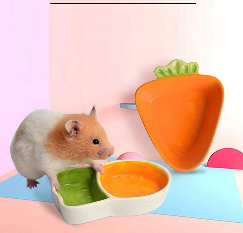 Hamster Food Bowl - Ceramic Small Animals Food Dish and Water Bowl Chew Resistant Food Bowls Water Feeder for Hamster Rat Hedgehog Gerbil Mice Squirrel Sugar Glide Birds Small Carrot - BeesActive Australia