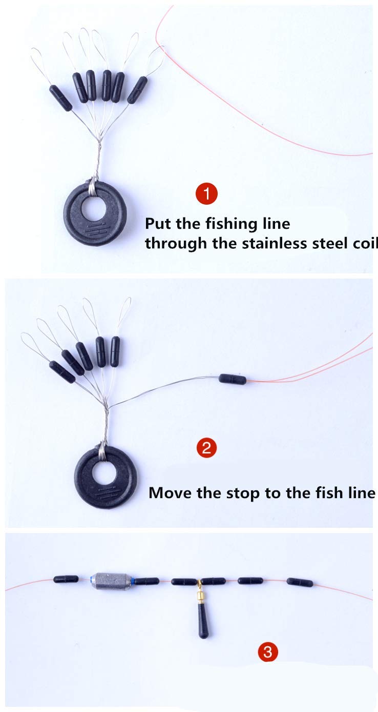 Mimilure Rubber Fishing Bobber Stopper,6 in 1 Float Sinker Stops,Black Orange & Colorful Oval Cylinder,L M S Float Stop Available Black & Cylinder S-150PCS - BeesActive Australia