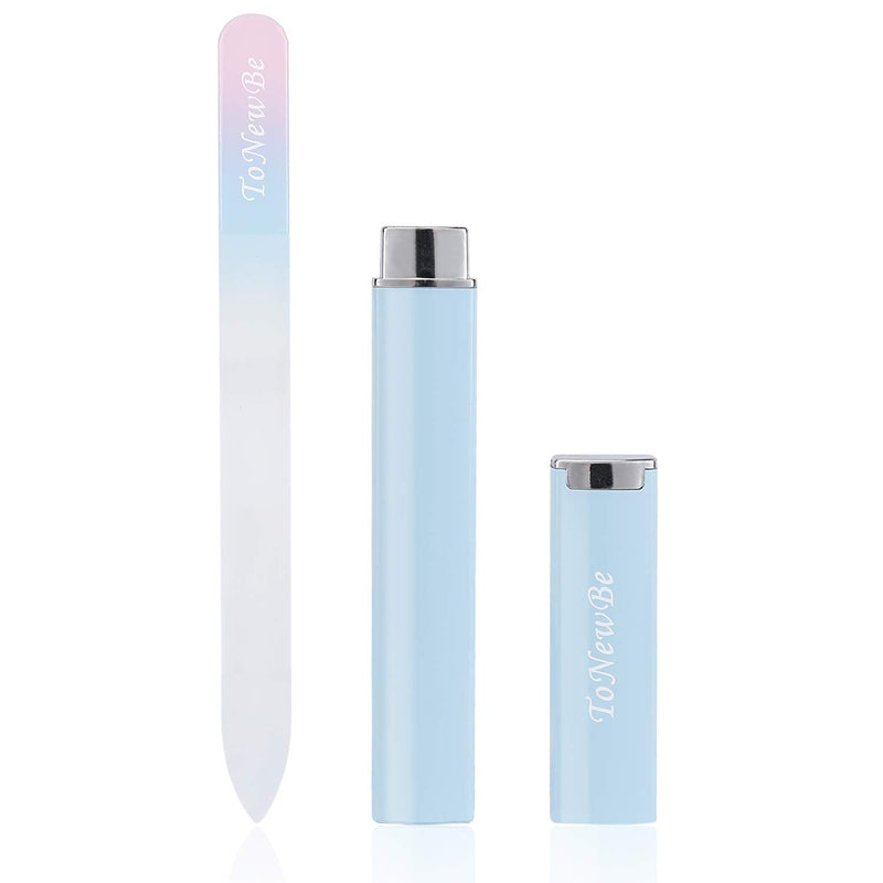 Crystal Nail File With Case, Etched Glass Nail File For Nail Art & Nail Care, Alternative To Metal Nail files Emery Boards & Buffer, Gradient Color Pink-Blue - BeesActive Australia