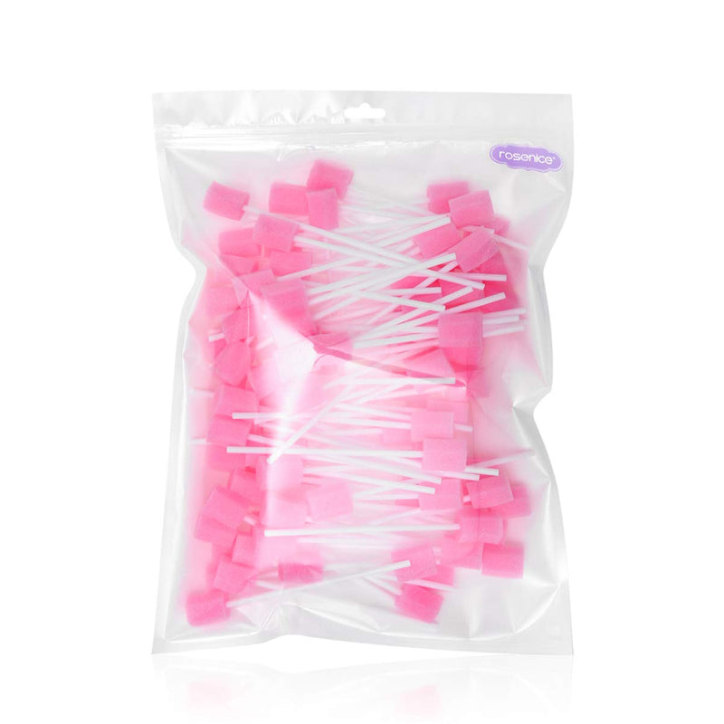 Rosenice Dental Swabs Pack of 100 Disposable Oral Care Sponge Swabs Mouth Cleaning Swab (Pink) - BeesActive Australia