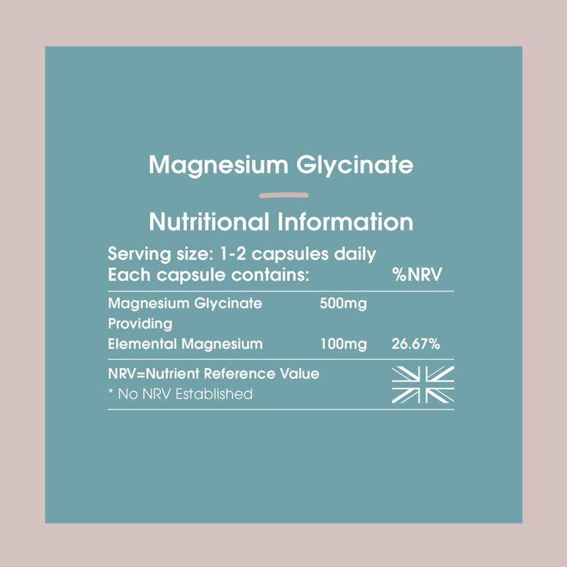 INNOPURE Magnesium Glycinate Capsules - Bioavailable Magnesium Supplements - 500mg Per Capsule Providing 100mg of Elemental Magnesium Bisglycinate Powder, 90 Capsules, UK Made 90 count (Pack of 1) - BeesActive Australia
