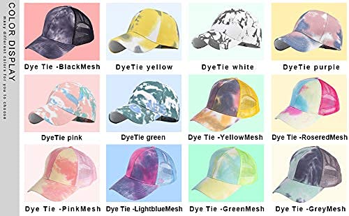 Criss Cross Hat Washed Distressed Baseball Cap Ponytail Hat High Messy Bun Ponycap for Women Classic-blackmesh - BeesActive Australia