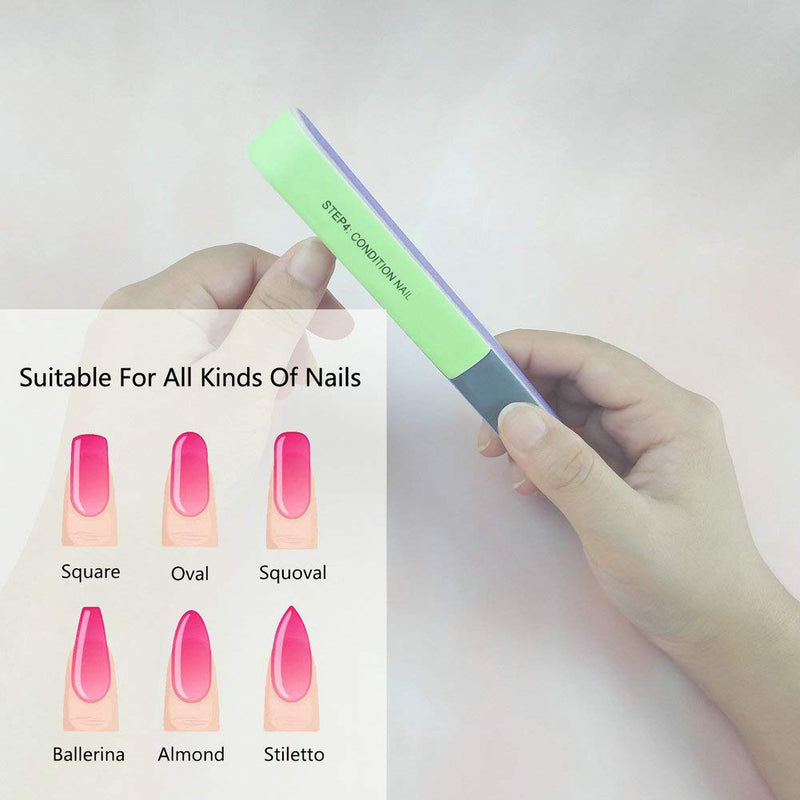 Nail Files and Buffers Kit 12Pcs, Professional Sanding Buffing Block Nail Polisher, Polish Buffer File 80/100 Grit Pedicure Manicure Tools, 7 Sided Nail Files for Salon and Home Use - BeesActive Australia