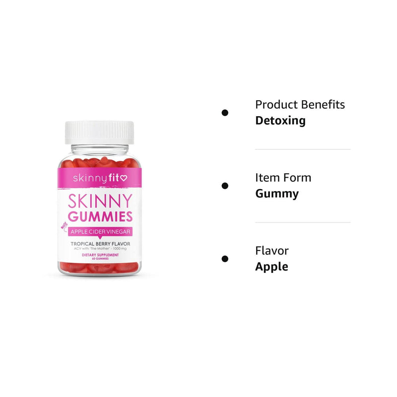 SkinnyFit Skinny Gummies Apple Cider Vinegar Gummies w/ The Mother, Healthy Weight, Immune Support, Vitamin B9, B12, Beetroot, Pomegranate, Vegan-Friendly, 60 Count - BeesActive Australia