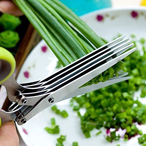 Multifunctional 5 Layers Stainless Steel Knives Multi-Layers KItchen Scissors Scallion Cutter Herb Laver Spices Cook Tool Cut (5 Layers) - BeesActive Australia
