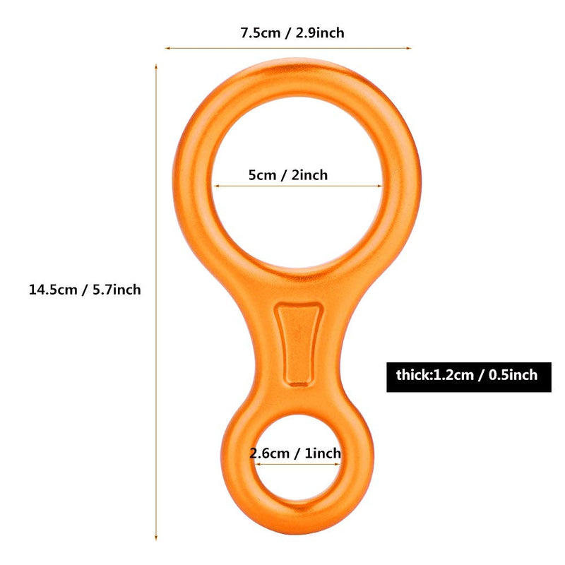 AMONIDA Climbing Rappel 8 Ring, 35KN Figure 8 Word Rope Descender Rappel Ring Rock Climbing Rescue Gear Aluminum Alloy Rigging Plate for Climbing Belaying(Orange) - BeesActive Australia