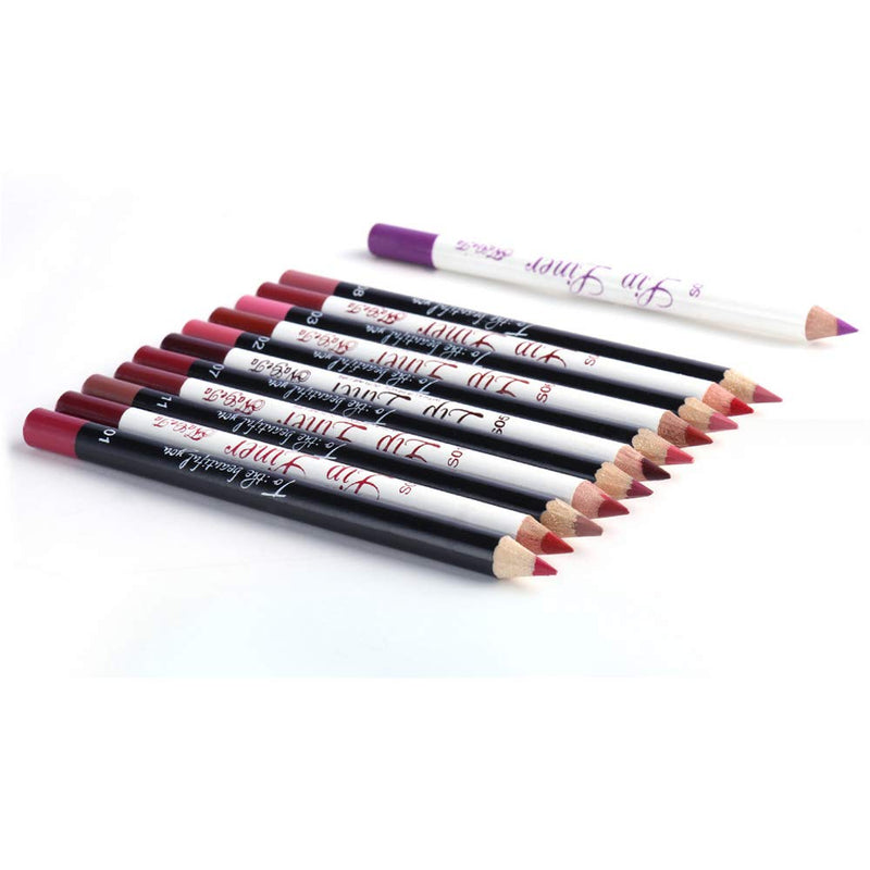 Makeup Matte Lip Pencil Long Lasting Velvet Waterproof Smooth Lip Liners Pen Set Of 12 Colors - BeesActive Australia