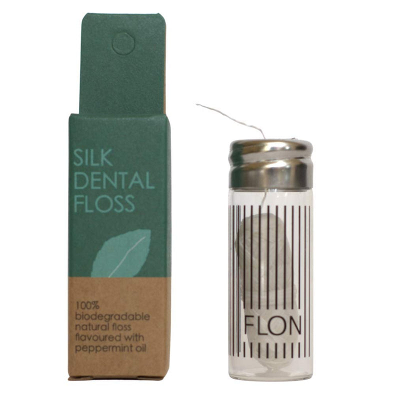 FLON Natural Silk Dental Floss, Peace Silk coated in Candelilla Wax, Mint Flavoured, Compostable & Eco friendly ~ 30 metres - BeesActive Australia