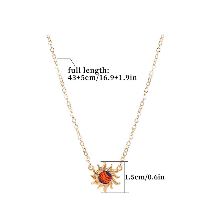 Chicque Dainty Sun Necklace Gold Long Chain Necklace Red Opal Necklaces Sunflowers Pendant Necklace Jewelry for Women and Girls - BeesActive Australia