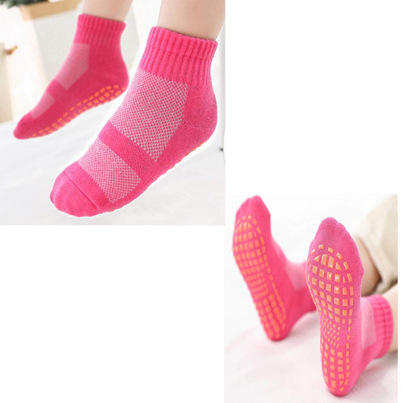 Leeshow 4Pairs Non Slip Trampoline Socks for Kids, Anti Skid Gripy Floor Socks for Exercises, Gym, Yoga and Pilates Yellow,orange,pink X-Small - BeesActive Australia