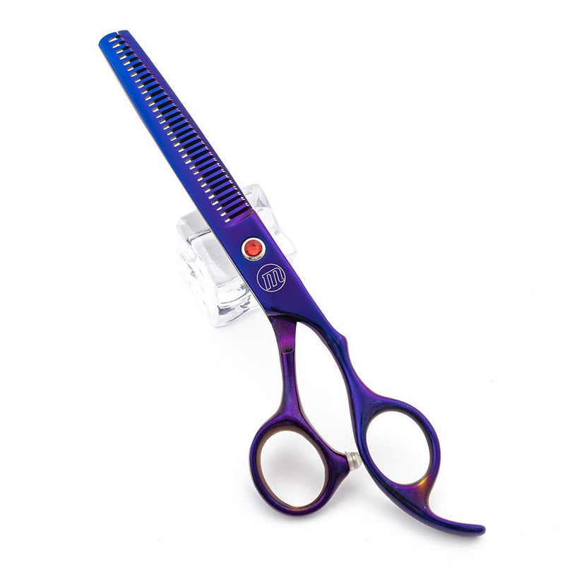 Moontay Professional 7.0/8.0 inches Dog Grooming Scissors Set, 4-Pieces Straight, Upward Curved, Downward Curved, Thinning/Blending Shears for Dog, Cat and Pets, JP Stainless Steel 7 Inch (Pack of 4) Purple - BeesActive Australia
