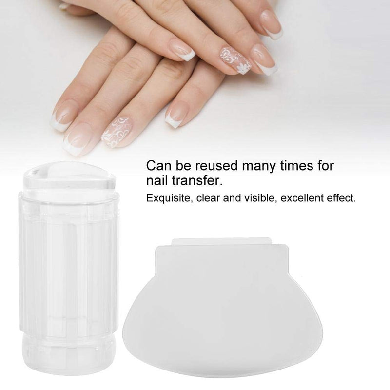 Nail Art Seal Tool (Stamper + Scraper) Transparent Silicone Nail Polish Seal Head Stamper Scraper Nail Art Tool(Transparent White) Transparent White - BeesActive Australia