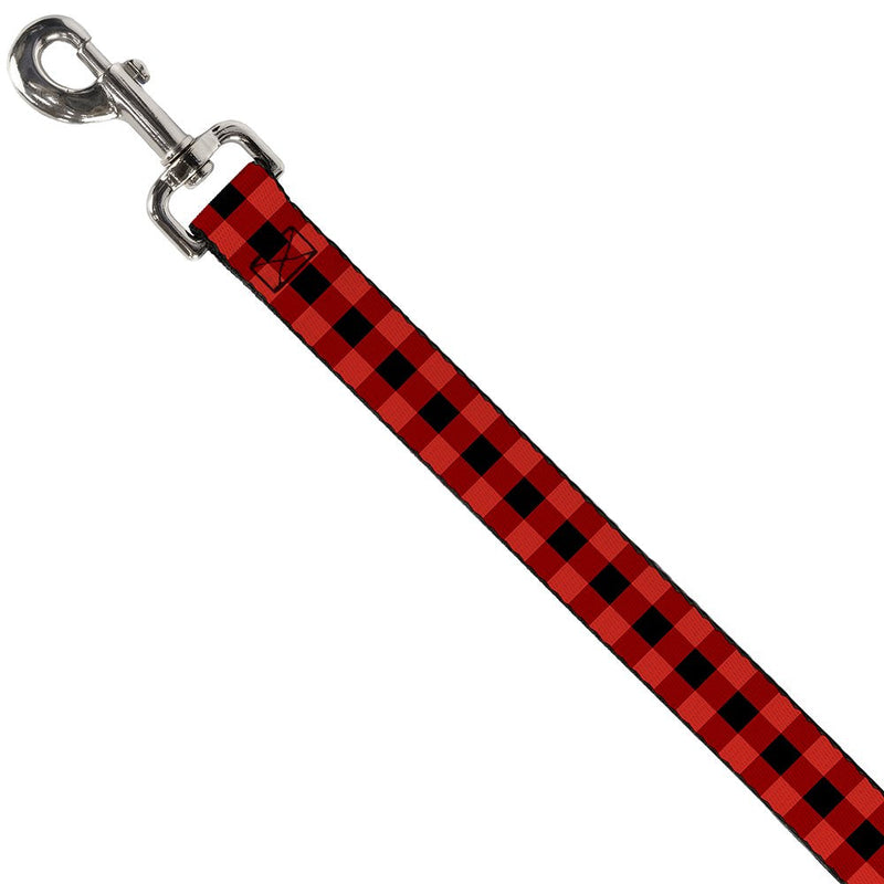 Dog Leash Buffalo Plaid Black Red 4 Feet Long 1.0 Inch Wide 6 Feet Long - 1" Wide - BeesActive Australia