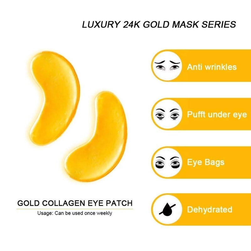 24K Under Eye Collagen Patch, Anti-Aging Mask, Pads for Puffy Eyes & Bags, Dark Circles and Wrinkles including Vitamin C Serum with Hyaluronic Acid for Smooth and Bright Skin (24K EYE MASK + VITAMIN C 24K EYE MASK + VITAMIN C - BeesActive Australia