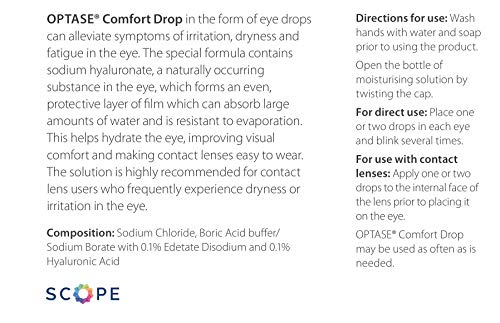 Optase Comfort Drop - Preservative Free Eye Drops to Help Hydrate Dry Eyes for Contact Lens Wearers - 20 x Single Doses - BeesActive Australia