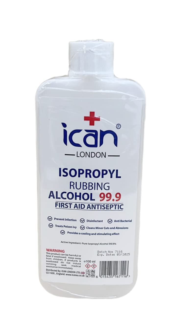 ican london isopropyl rubbing Alcohol 99.9% First aid Antiseptic Disinfectant 100ml - BeesActive Australia