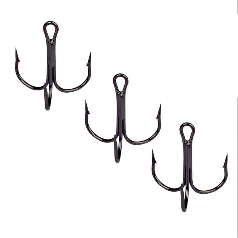 100pcs Fishing Treble Hooks High Carbon Steel Triple Barbed Fishing Hook for Freshwater and Saltwater (Black, 2#-100pcs) - BeesActive Australia