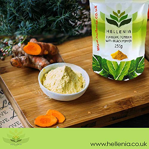 Hellenia Turmeric Powder with Black Pepper Extract (Organic) - 250g - Natural Source of Curcumin - BeesActive Australia