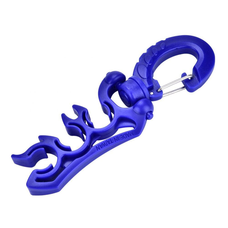 [AUSTRALIA] - Diving Regulator Hose, 3 Colors Underwater Scuba Diving Plastic Double BCD Hose Holder with Clip Hook Blue 