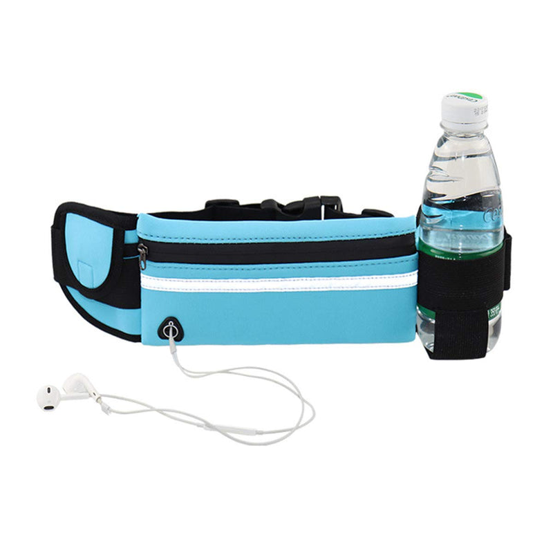 Hawencer Sport Waist Bag Pouch with Water Bottle Holder/Earphone Hole Reflective Stripes 6.5inchs Cellphone Storage Bag Pack Adjustable Length 27-49inchs Black - BeesActive Australia