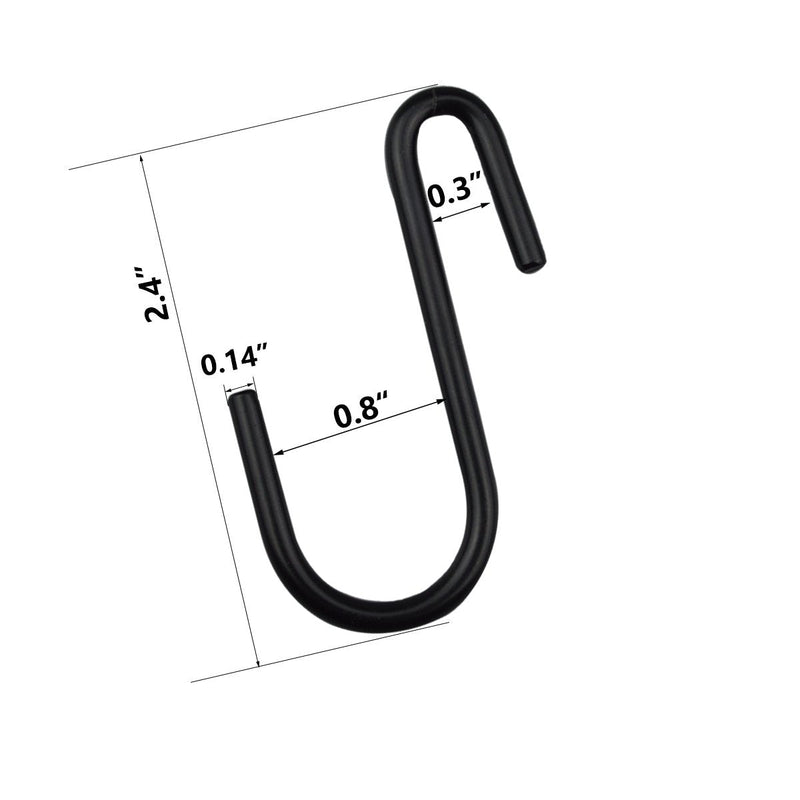 24 Pack Black S Shaped Hooks Small Hanging Hangers for Bathroom Bedroom Office Kitchen Garden - BeesActive Australia