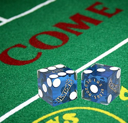 Harrah's Las Vegas Casino Table-Played 19mm Matching Serial Numbers Craps Dice Blue Polished with Pouch (Set of 2 Dice (Dice Pair)) Set of 2 Dice (Dice Pair) - BeesActive Australia