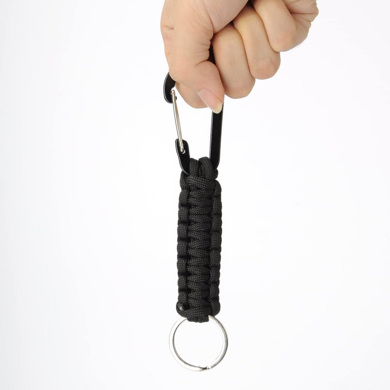 Keychain Carabiner with Key Ring - GREATRIL Paracord Key Chain Hanger Heavy Duty Clips for Outdoor Boys/Girls/Men/Women 2 Black - BeesActive Australia