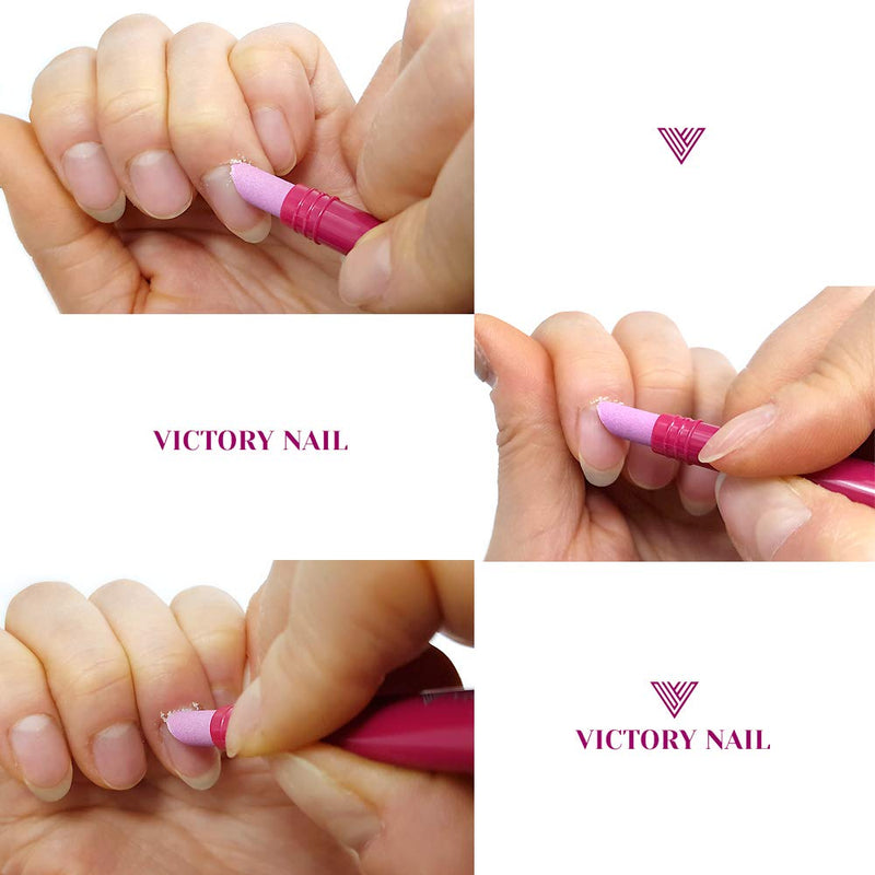 VICTORY NAIL 5PCS Victory Ceramic Stone Pink Pusher Cuticle Remover Stick Stone Sanding Nail File - BeesActive Australia