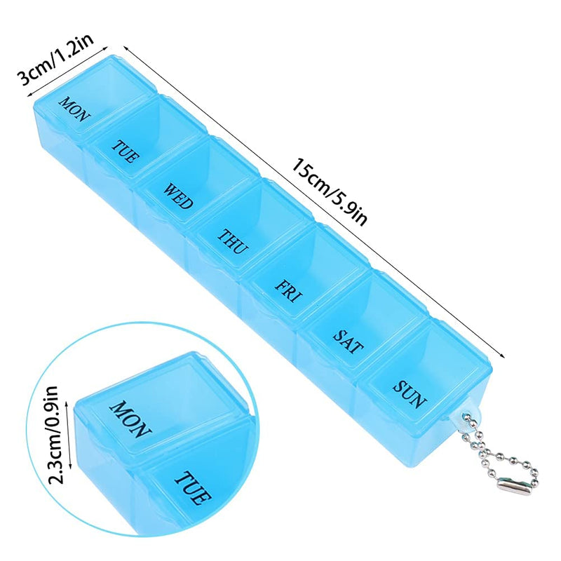2 Pcs Pill Box, 7 Day 1 Time a Day Pill Dispenser Storage Case Portable Medicine Storage Box Tablet Boxes Pill Organiser for Medicines Supplements Vitamins Cod Liver Oil (Blue, Green) 2 Count (Pack of 1) - BeesActive Australia