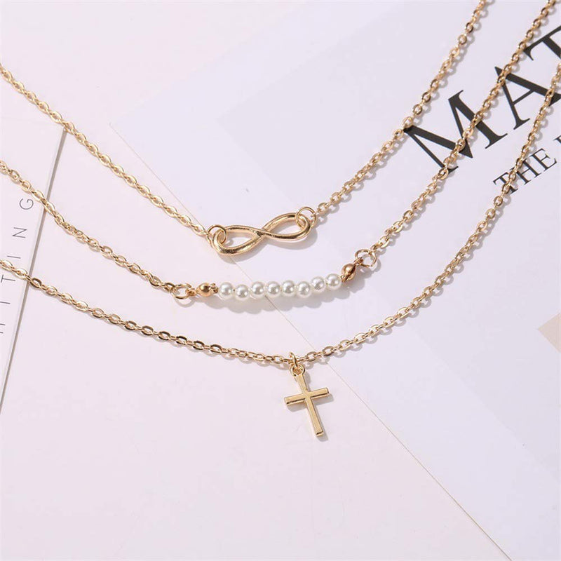 Missgrace Fashion Layered Necklace Dainty Cross Pendant Necklaces Jewelry for Women and Girls - BeesActive Australia