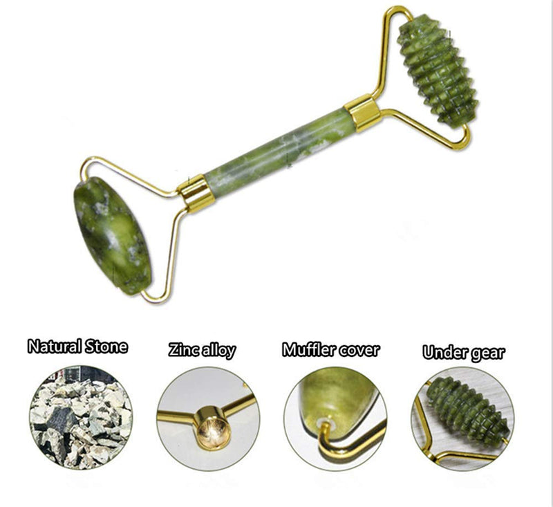 Emerald Facial Roller Massager Anti-wrinkle and relieve edema, facial ridged roller natural Xiuyan jade rejuvenates the skin - BeesActive Australia