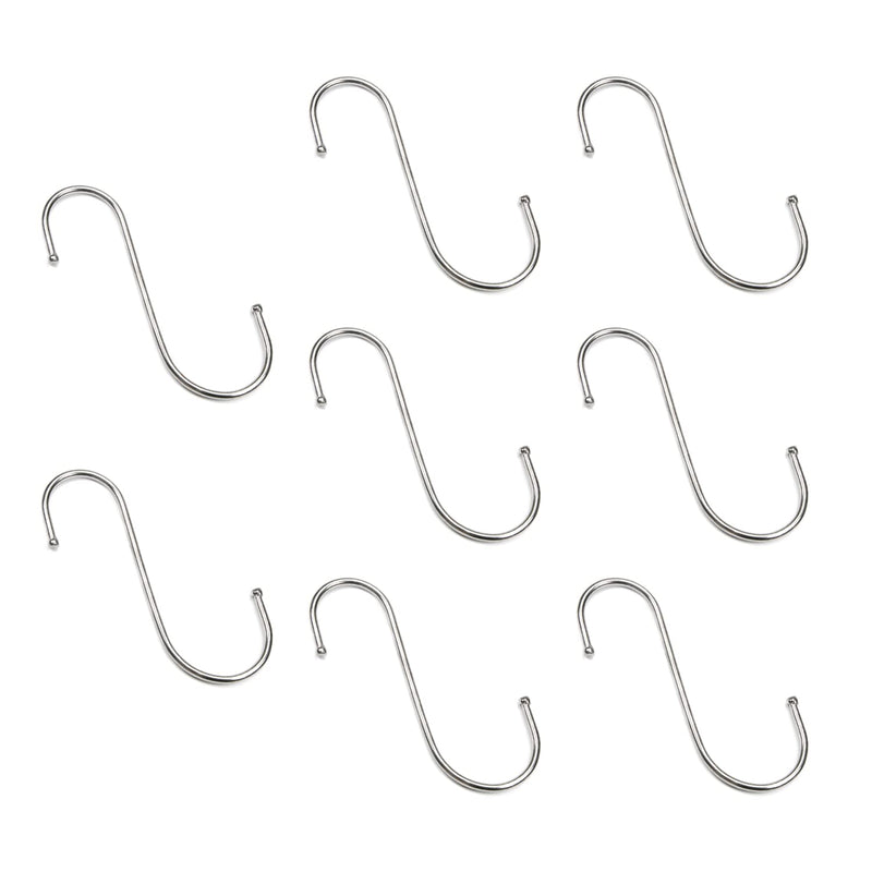 Juvielich 5" Wall Mounted S Shaped Hook Hangers for Towel Bag Key Kitchen Utensils, Thickness 4mm / 0.16" Silver Colored, 8 Pcs - BeesActive Australia
