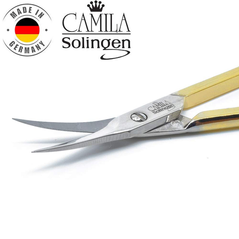 Camila Solingen CS04 Professional Nail Cuticle Scissors, Hypoallergenic Gold Plated Sharp Curved Manicure Pedicure Grooming for Finger and Toe Nail Care. Made of Stainless Steel in Solingen, Germany Cuticle Scissor - Tower Point - BeesActive Australia