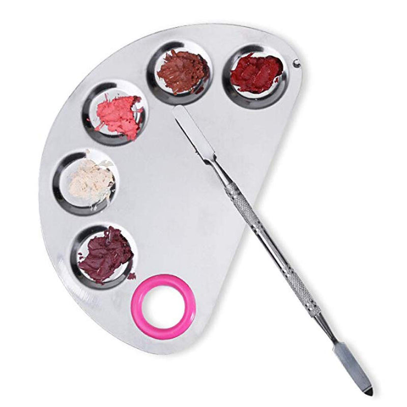 ZERIRA 2 Pack Makeup Mixing Palette with Spatula, Stainless Steel Nail Makeup Artist Mix Palette (Silver) - BeesActive Australia