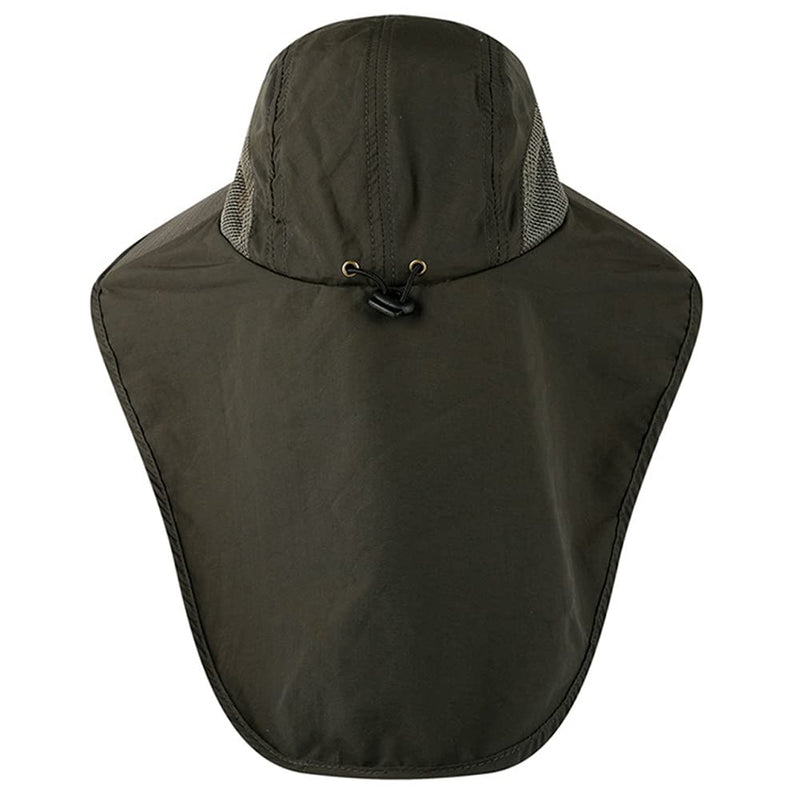 Wide Brim Sun Hat with Neck Flap, Adjustable Outdoor 50+UPF Protection Safari Cap Womens Mens Hiking Fishing Hat Army Green - BeesActive Australia