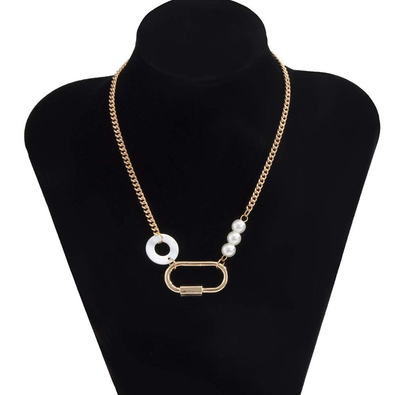 Missgrace Simple Necklace Gold Silver Pearls Multilayered Long Necklaces Jewelry for Women and Girls (Gold) - BeesActive Australia