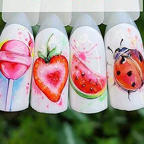 Nail Art Decals for Women 10 Sheets Watermark Transfer Nail Stickers Fruits Leaves Animals Flowers Fingernail Beauty Decorations Manicure Kits DIY Nail Art or Nail Salon - BeesActive Australia