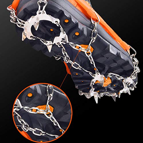 SaphiRose Ice Cleats Traction Crampons Anti-Slip 19 Spikes Stainless Steel Snow Grips for Shoes Boots Hiking Accessories for Mountaineering, Climbing, Walking Orange Medium(Shoe Size M 5-8/W 6-9) - BeesActive Australia